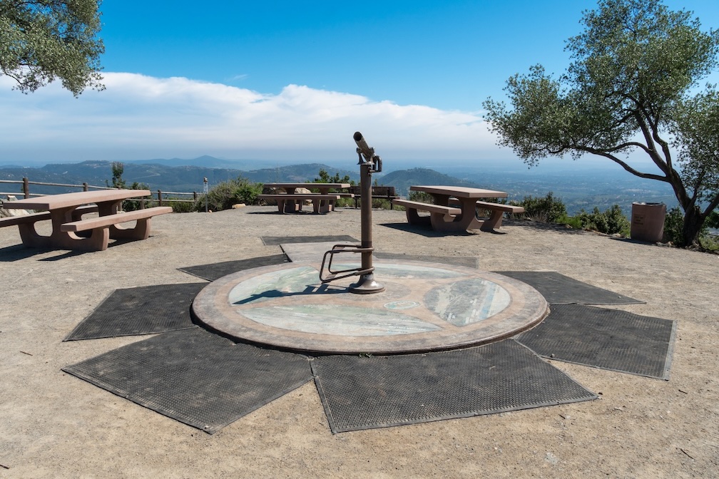 The viewing telescope at the summit of Double Peak Park, looking out over San Marcos